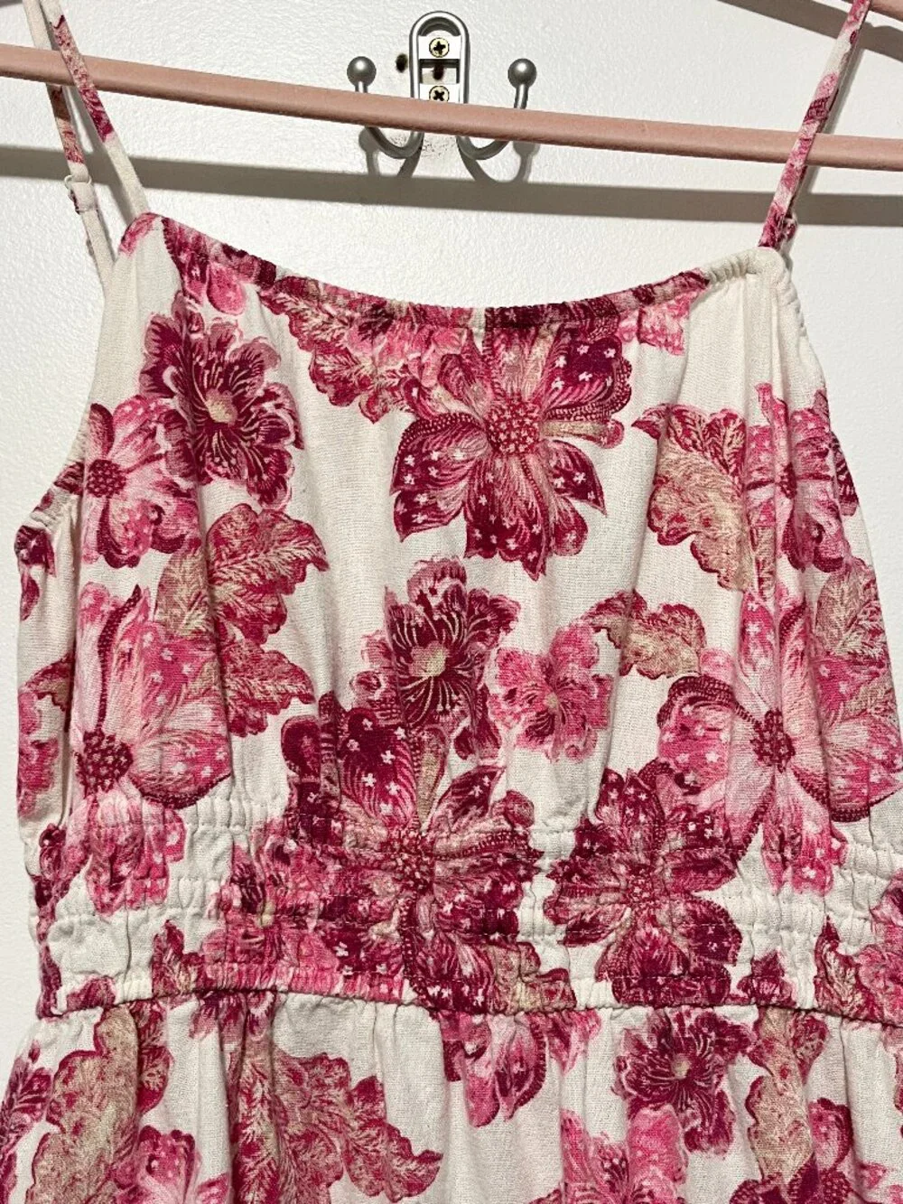 Old Navy Womens Linen Blend Tiered Midi Dress M Floral Resort Garden Bloomcore